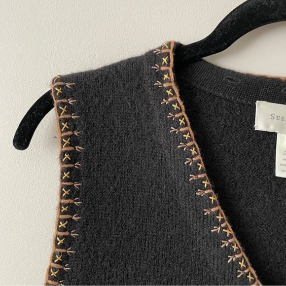 Vintage Susan Bristol Wool Embroidered Vest Womens Small - Picture 5 of 7